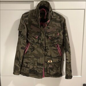 Superdry Camouflage Military Jacket with Pink Accents